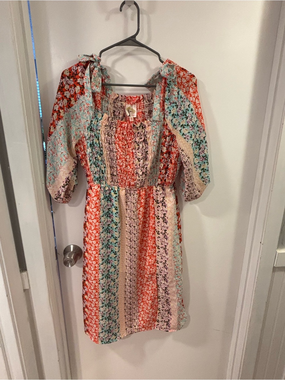 fig and flower Coral, Pink & Lavender Floral Smocked Midi Dress